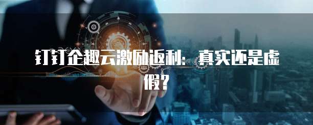 钉钉企趣云激励返利:真实还是虚假?