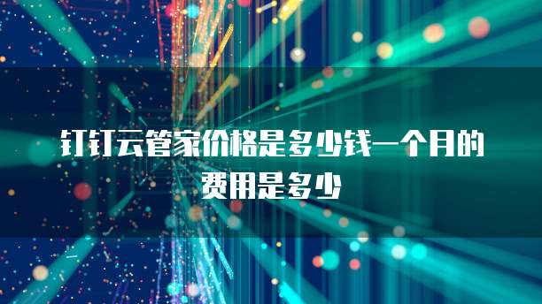 钉钉云管家价格是多少钱一个月的费用是多少