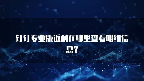 钉钉专业版返利在哪里查看明细信息?