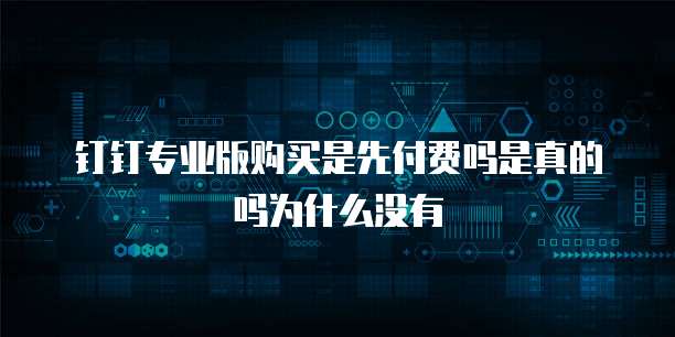 钉钉专业版购买是先付费吗是真的吗为什么没有