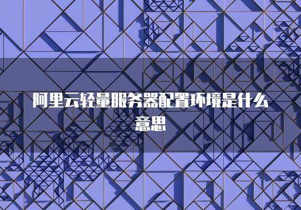 阿里云轻量服务器配置环境是什么意思
