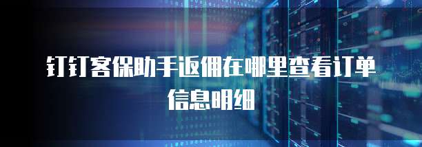 钉钉客保助手返佣在哪里查看订单信息明细