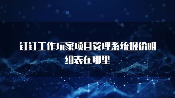 钉钉工作玩家项目管理系统报价明细表在哪里
