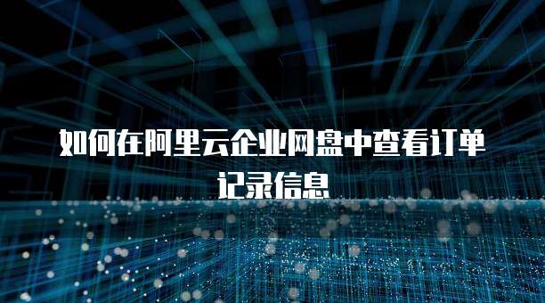如何在阿里云企业网盘中查看订单记录信息