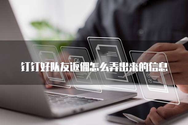 钉钉好队友返佣怎么弄出来的信息