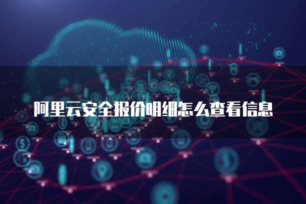 阿里云安全报价明细怎么查看信息