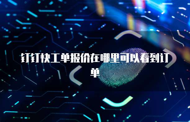 钉钉快工单报价在哪里可以看到订单