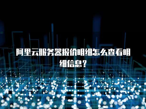 阿里云服务器报价明细怎么查看明细信息?
