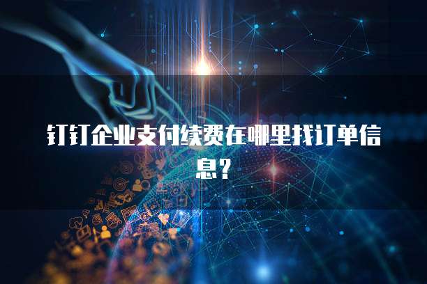 钉钉企业支付续费在哪里找订单信息?
