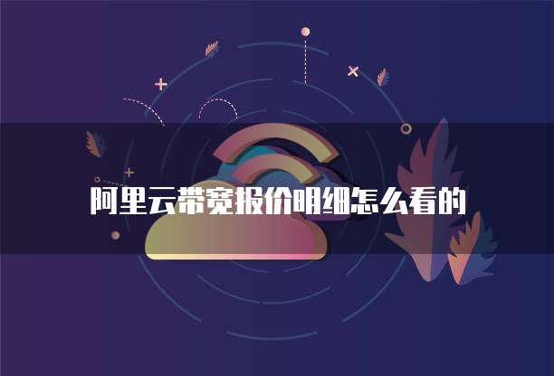 阿里云带宽报价明细怎么看的