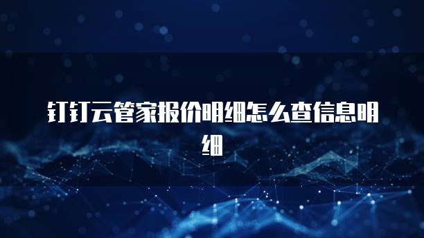 钉钉云管家报价明细怎么查信息明细