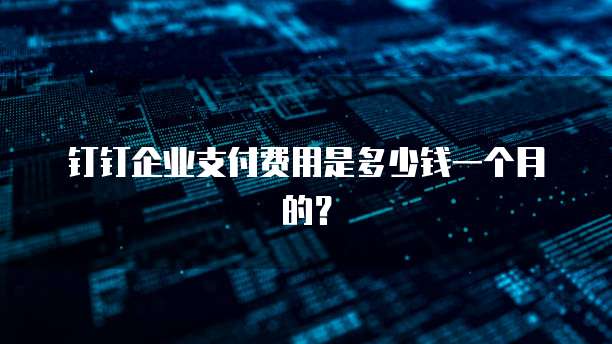 钉钉企业支付费用是多少钱一个月的?