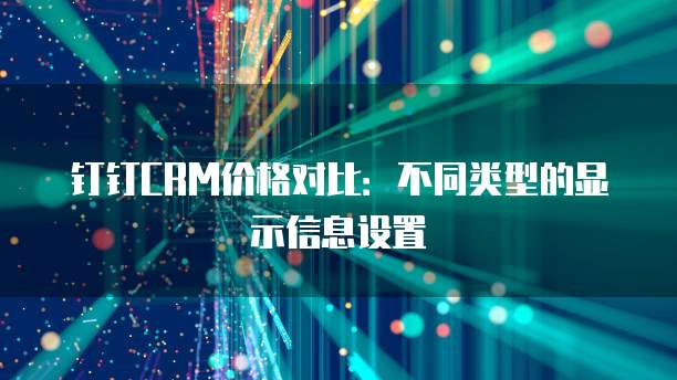 钉钉CRM价格对比：不同类型的显示信息设置