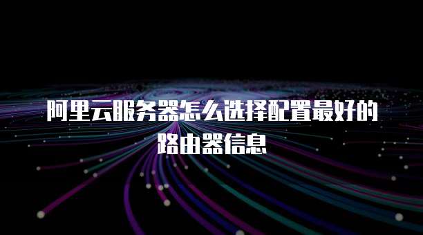 阿里云服务器怎么选择配置最好的路由器信息
