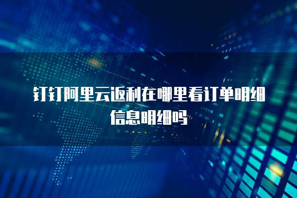 钉钉阿里云返利在哪里看订单明细信息明细吗