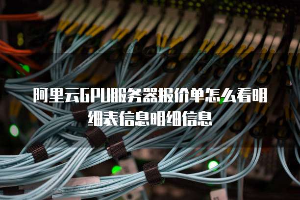阿里云GPU服务器报价单怎么看明细表信息明细信息