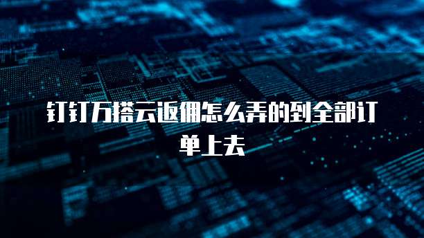 钉钉万搭云返佣怎么弄的到全部订单上去