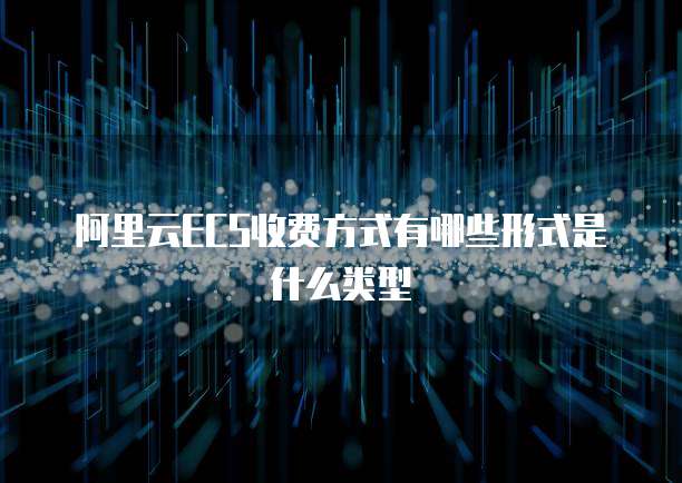 阿里云ECS收费方式有哪些形式是什么类型