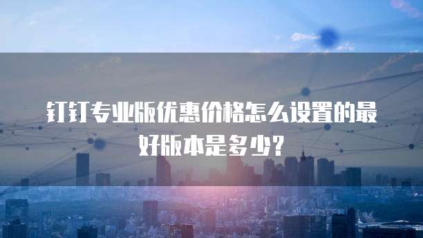 钉钉专业版优惠价格怎么设置的最好版本是多少?