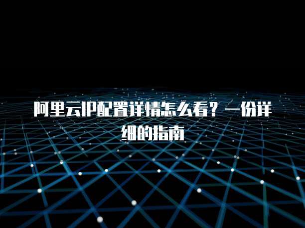 阿里云IP配置详情怎么看?一份详细的指南
