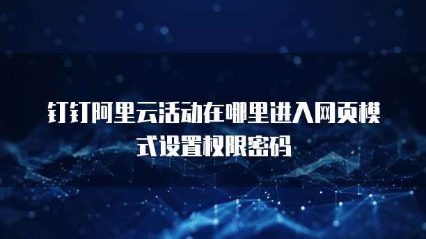 钉钉阿里云活动在哪里进入网页模式设置权限密码
