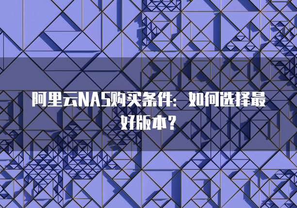 阿里云NAS购买条件:如何选择最好版本?