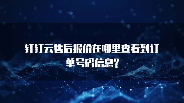 钉钉云售后报价在哪里查看到订单号码信息?