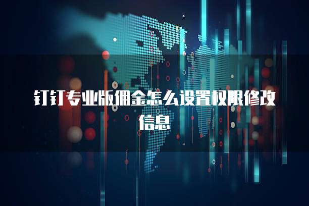 钉钉专业版佣金怎么设置权限修改信息
