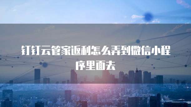 钉钉云管家返利怎么弄到微信小程序里面去