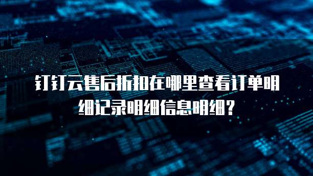 钉钉云售后折扣在哪里查看订单明细记录明细信息明细?