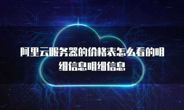 阿里云服务器的价格表怎么看的明细信息明细信息