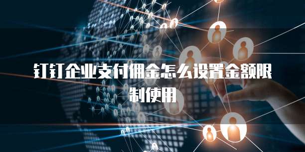 钉钉企业支付佣金怎么设置金额限制使用
