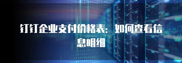 钉钉企业支付价格表:如何查看信息明细