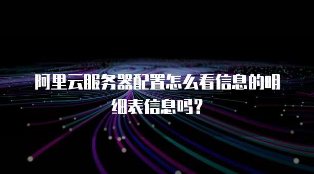阿里云服务器配置怎么看信息的明细表信息吗?