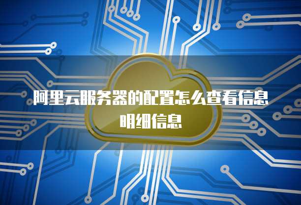 阿里云服务器的配置怎么查看信息明细信息