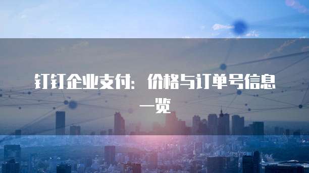 钉钉企业支付:价格与订单号信息一览