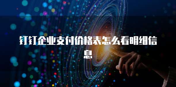 钉钉企业支付价格表怎么看明细信息