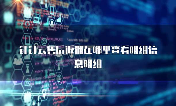 钉钉云售后返佣在哪里查看明细信息明细