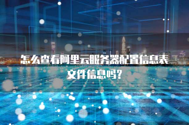 怎么查看阿里云服务器配置信息表文件信息吗?