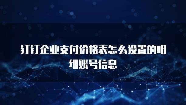 钉钉企业支付价格表怎么设置的明细账号信息