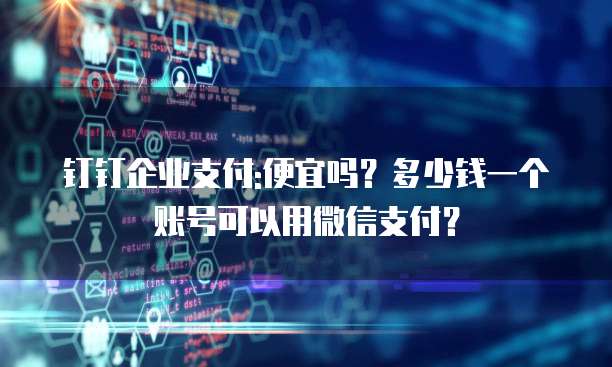 钉钉企业支付:便宜吗?多少钱一个账号可以用微信支付?