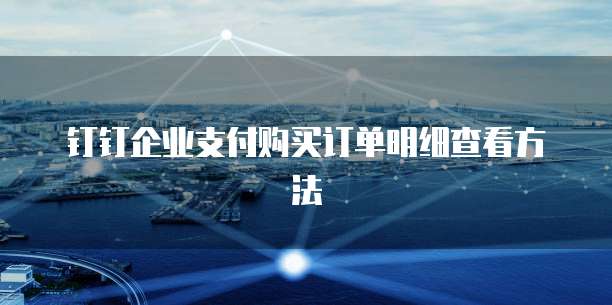 钉钉企业支付购买订单明细查看方法