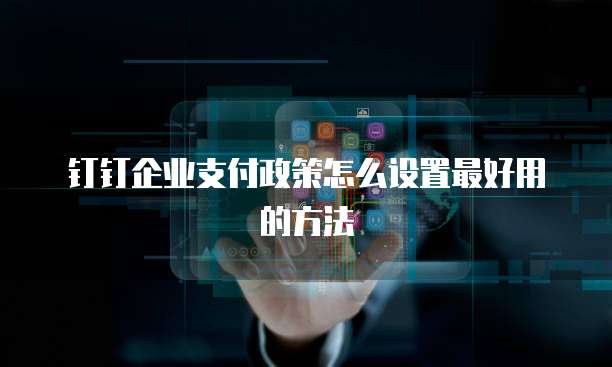 钉钉企业支付政策怎么设置最好用的方法
