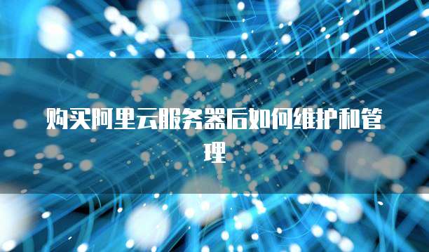 购买阿里云服务器后如何维护和管理