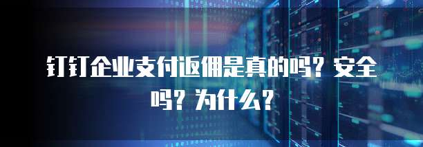 钉钉企业支付返佣是真的吗?安全吗?为什么?