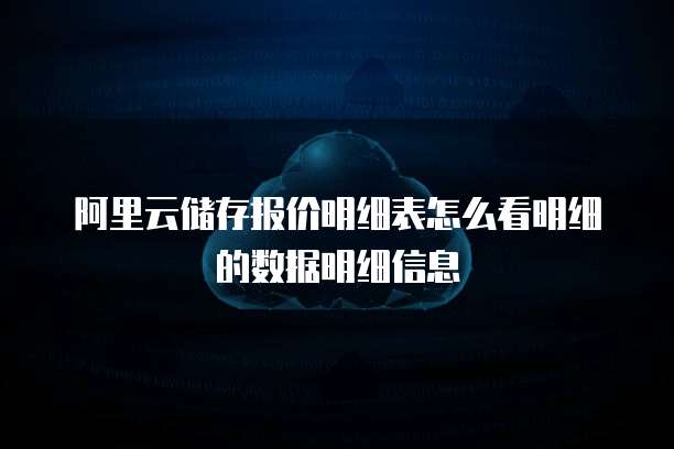 阿里云储存报价明细表怎么看明细的数据明细信息