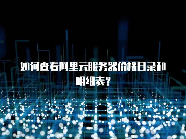 如何查看阿里云服务器价格目录和明细表?