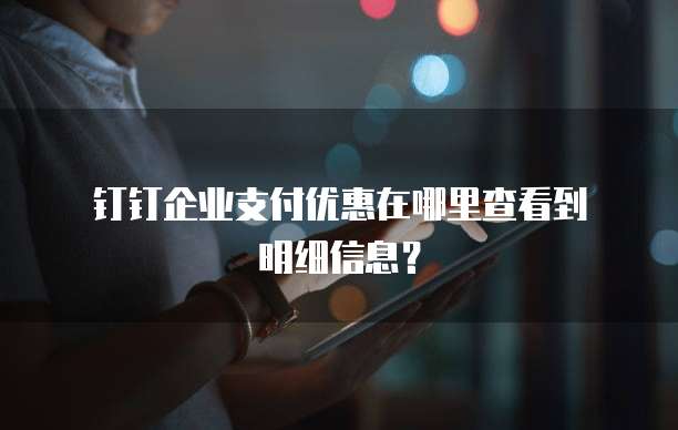 钉钉企业支付优惠在哪里查看到明细信息?