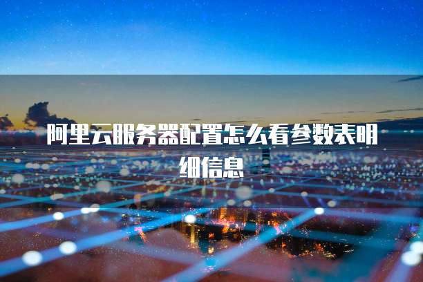 阿里云服务器配置怎么看参数表明细信息