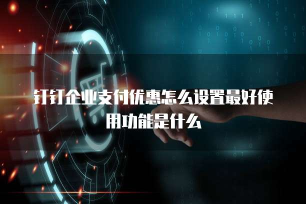 钉钉企业支付优惠怎么设置最好使用功能是什么